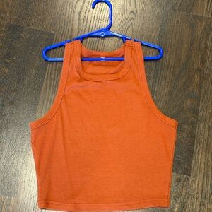 Rust Orange Sleeveless Ribbed Top